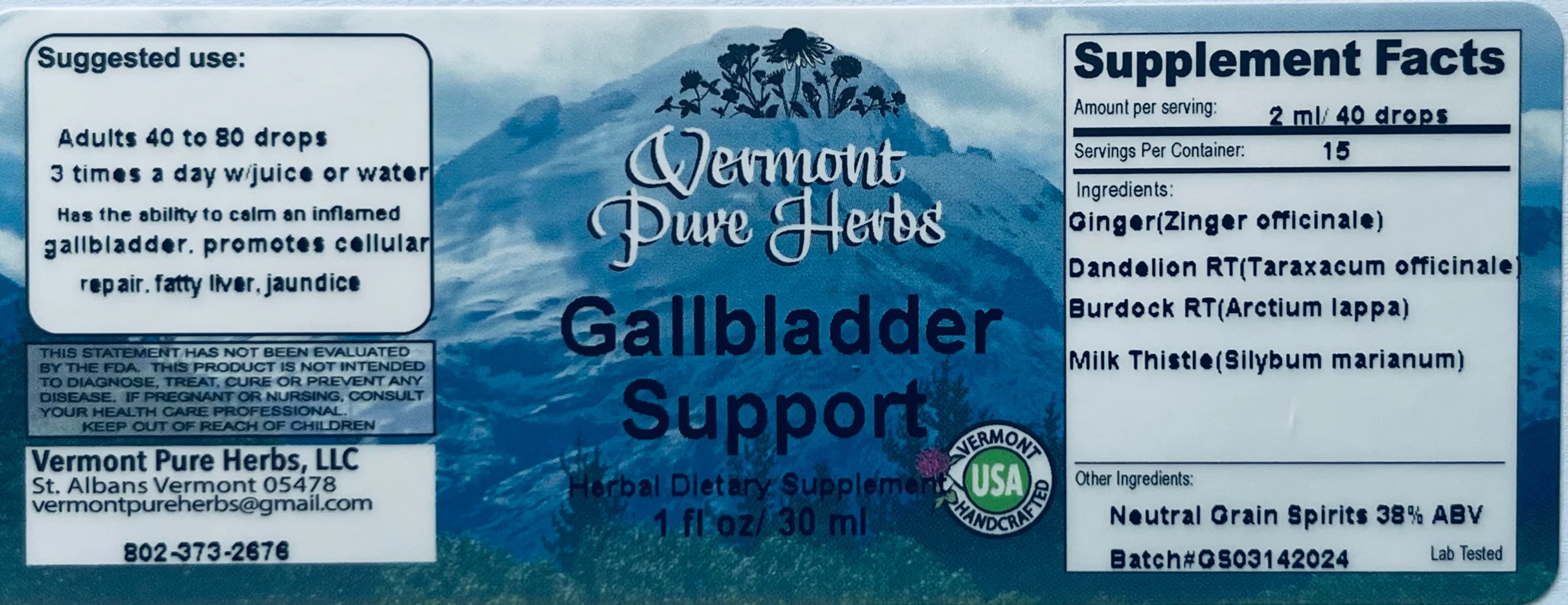 Gallbladder Support by Vermont Pure Herbs