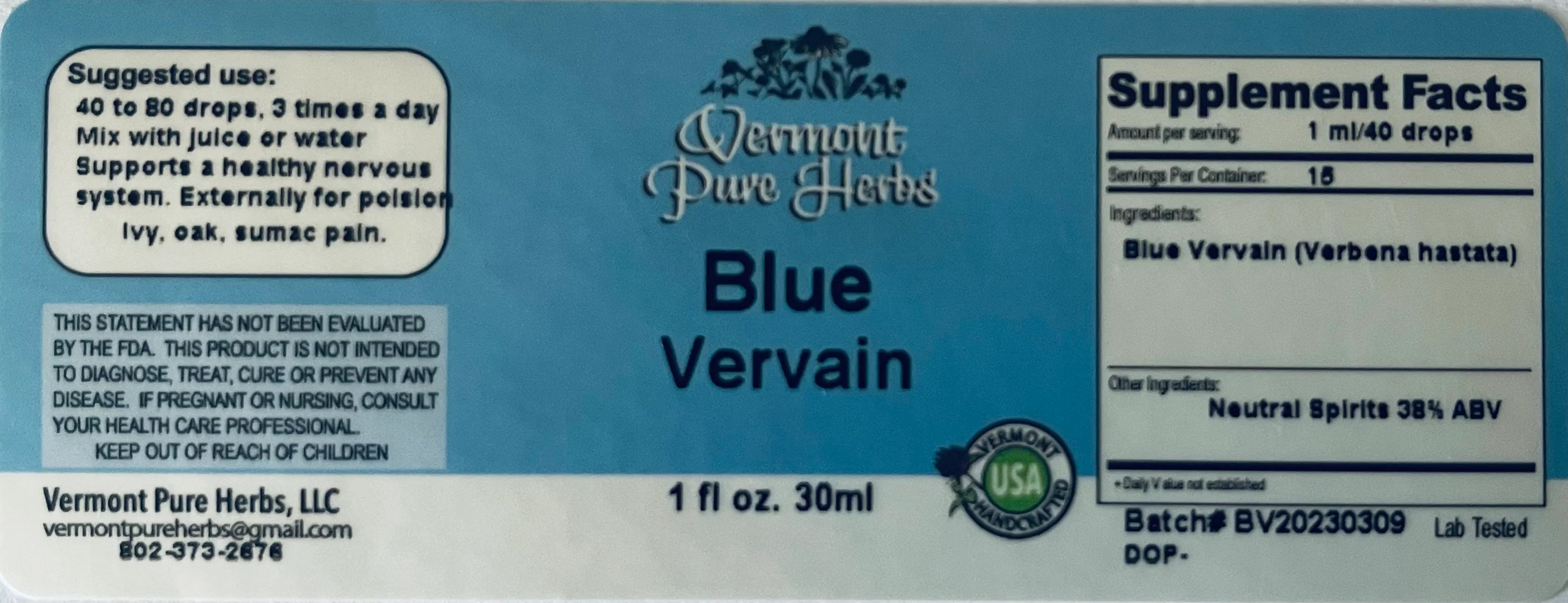 Blue Vervain by Vermont Pure Herbs