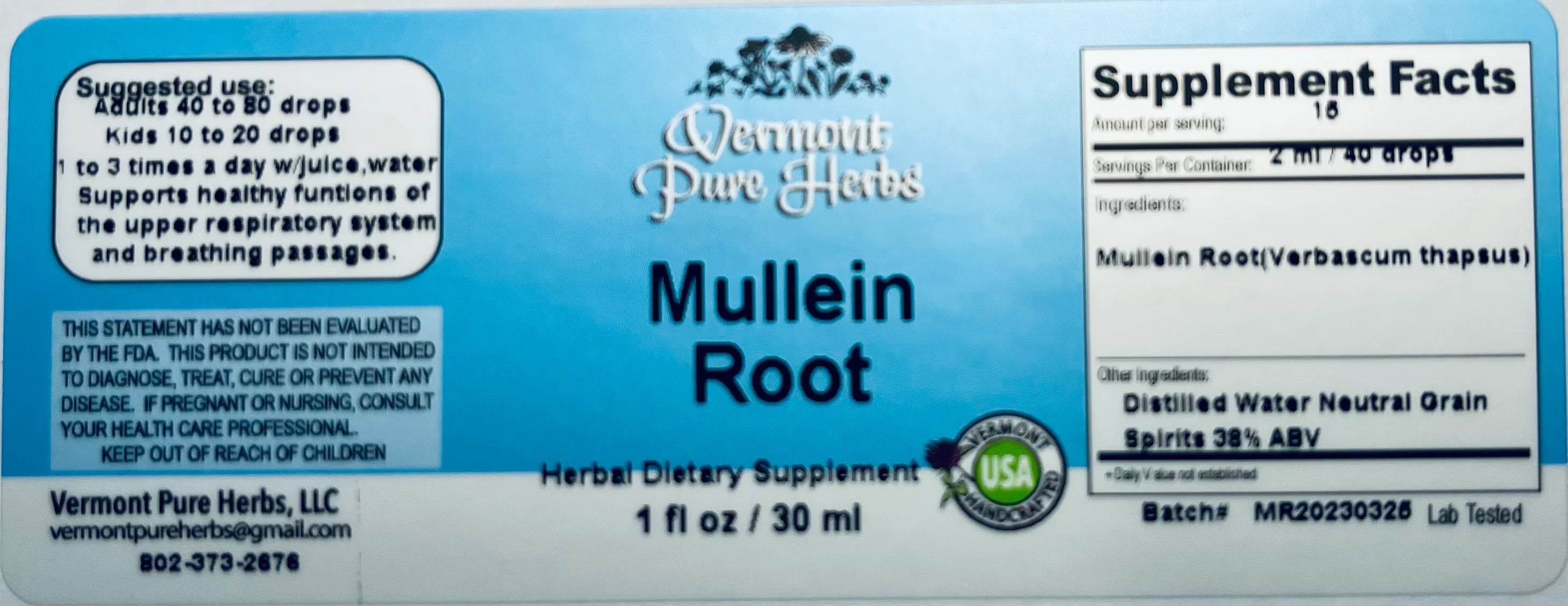 Mullein Root by Vermont Pure Herbs