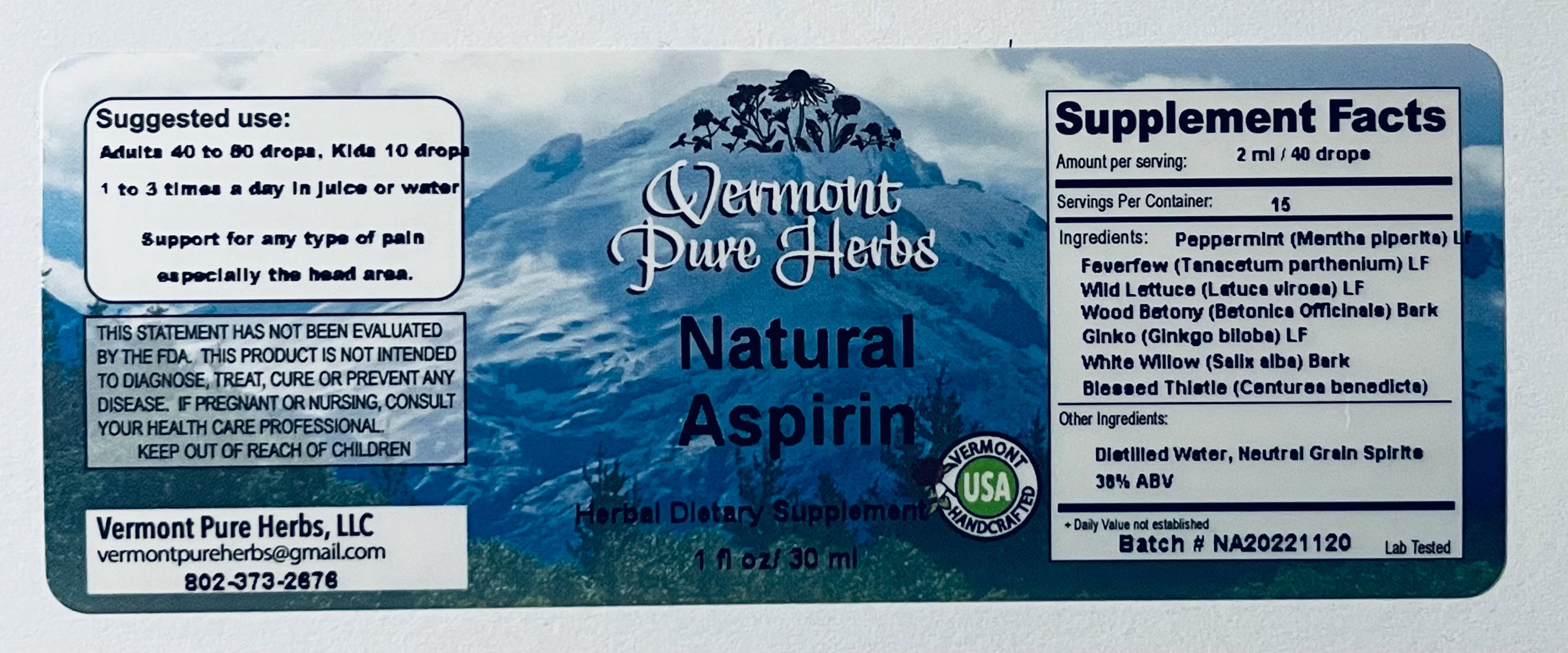 Natural Aspirin by Vermont Pure Herbs
