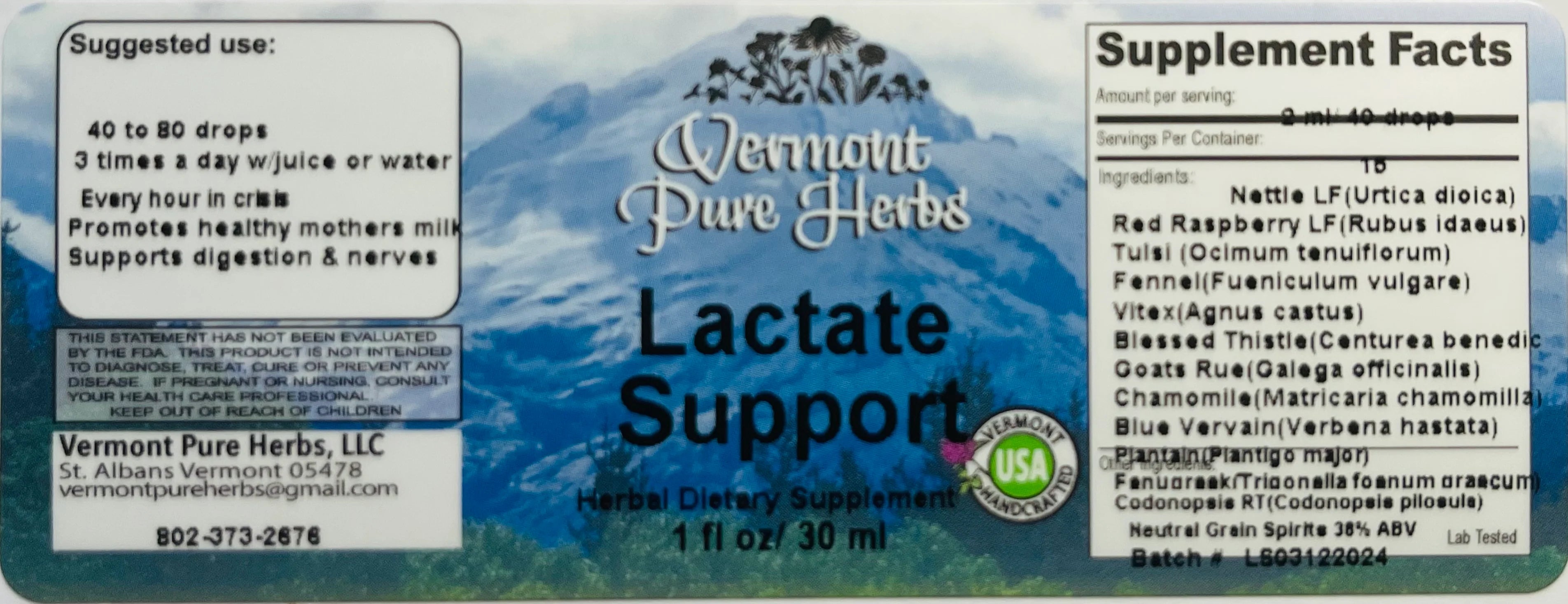 Lactate Support by Vermont Pure Herbs