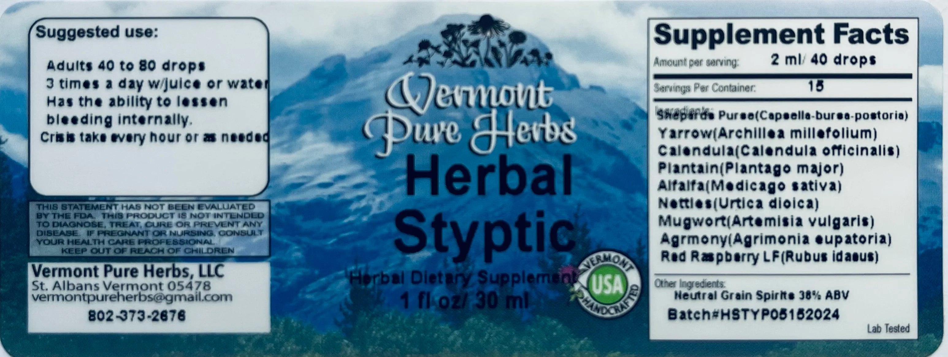 Herbal Styptic by Vermont Pure Herbs