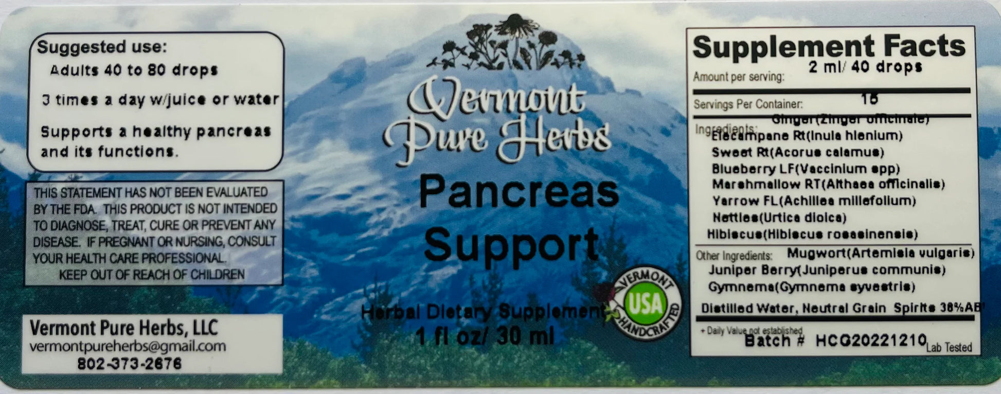Pancreas Support by Vermont Pure Herbs