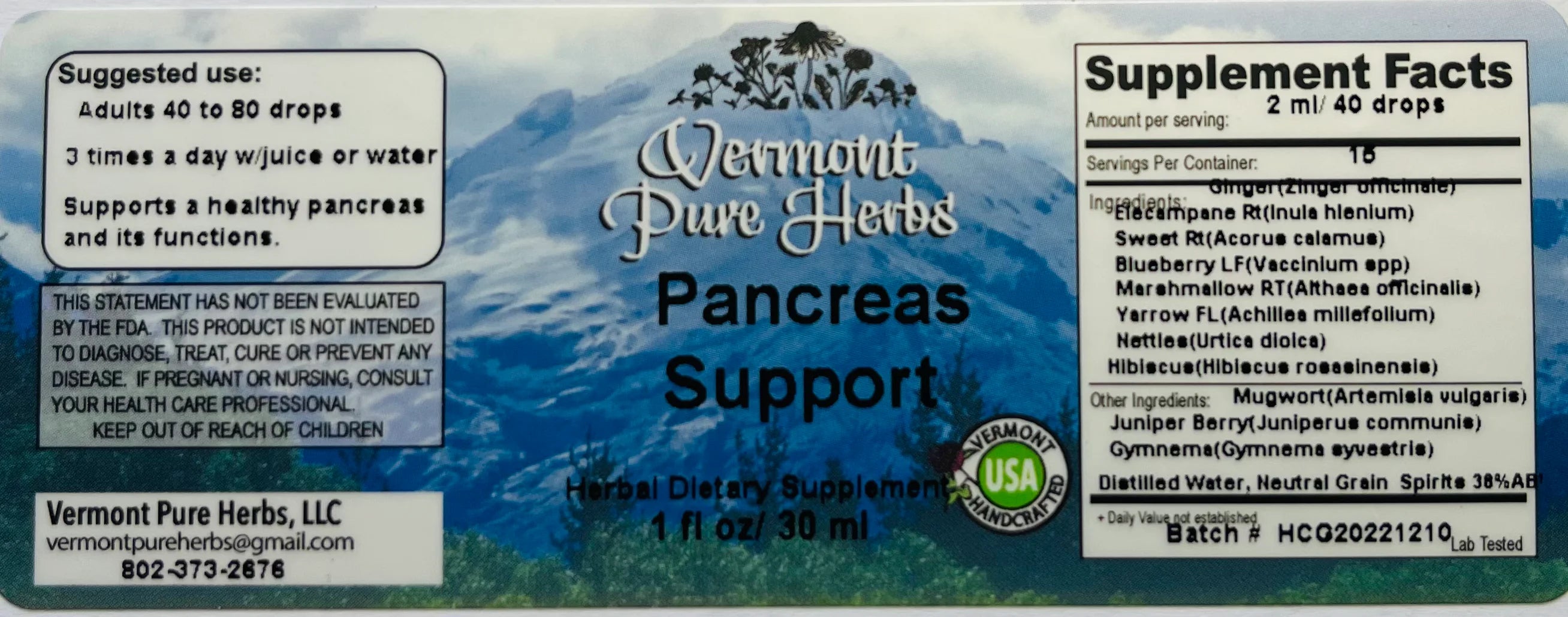 Pancreas Support by Vermont Pure Herbs