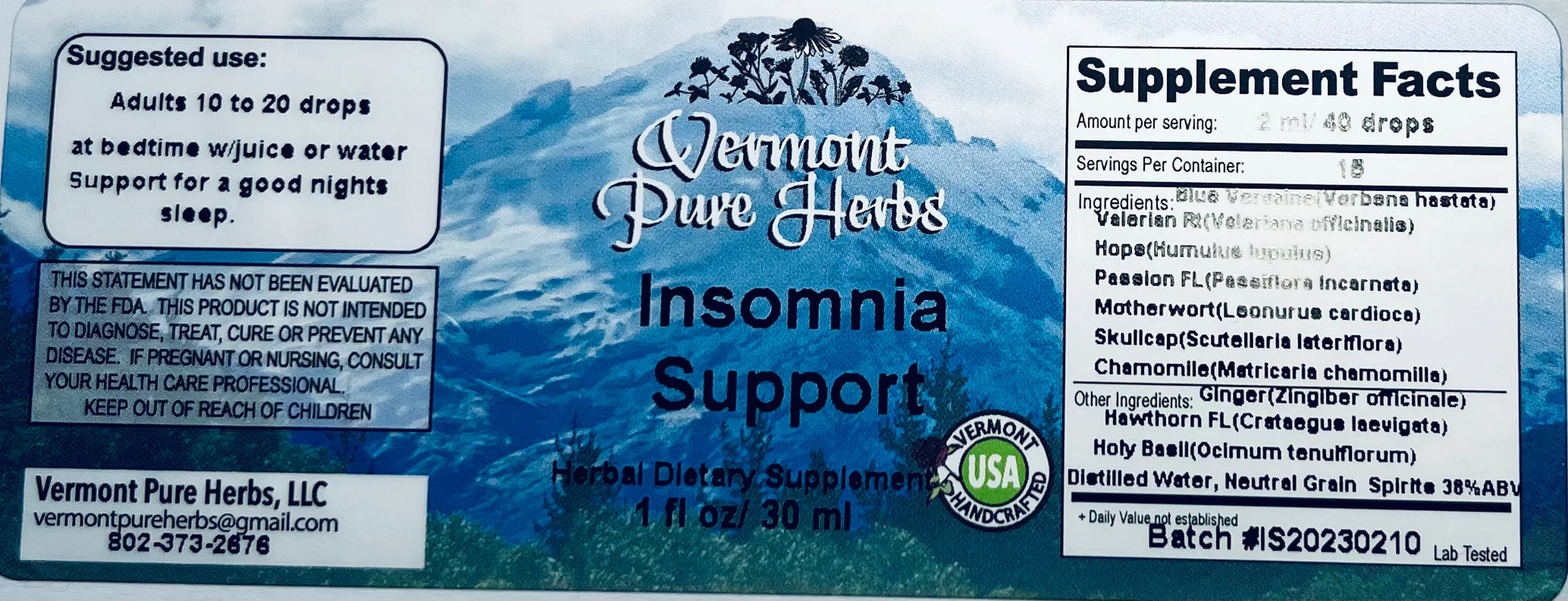 Insomnia Support by Vermont Pure Herbs