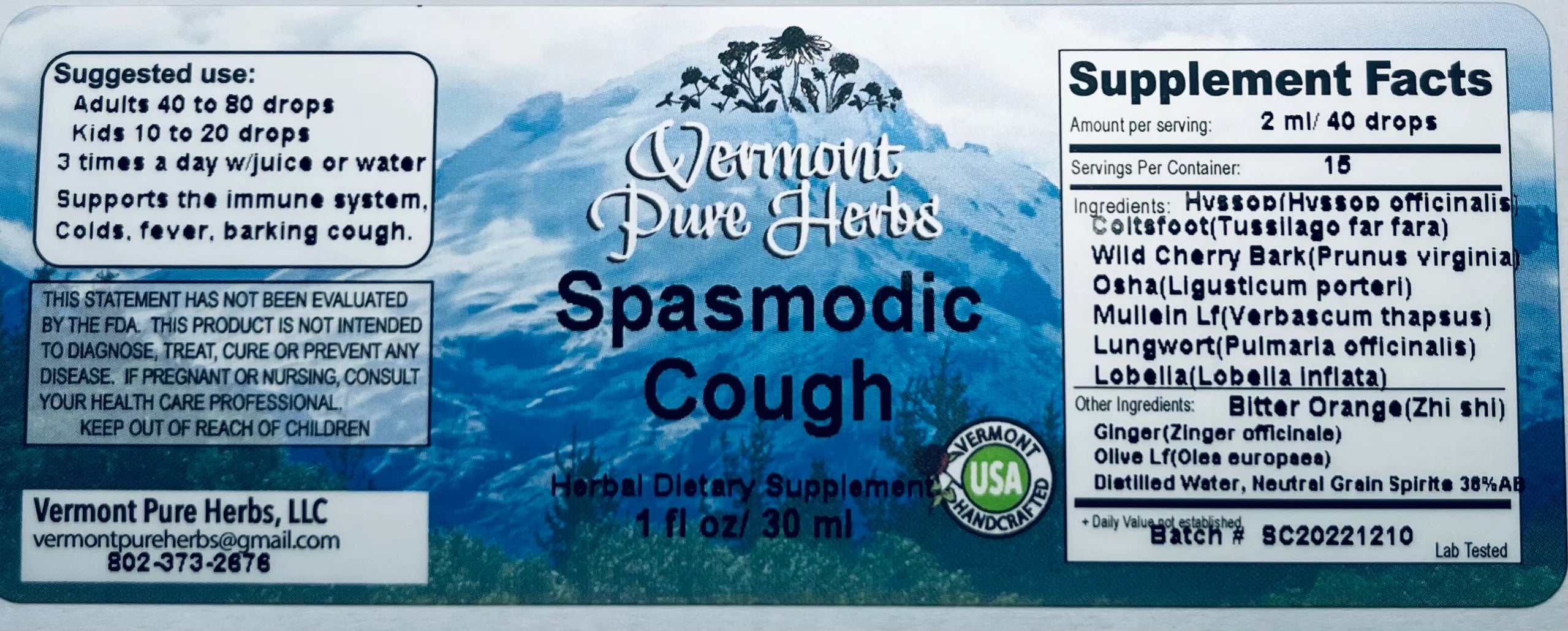 Spasmodic Cough by Vermont Pure Herbs