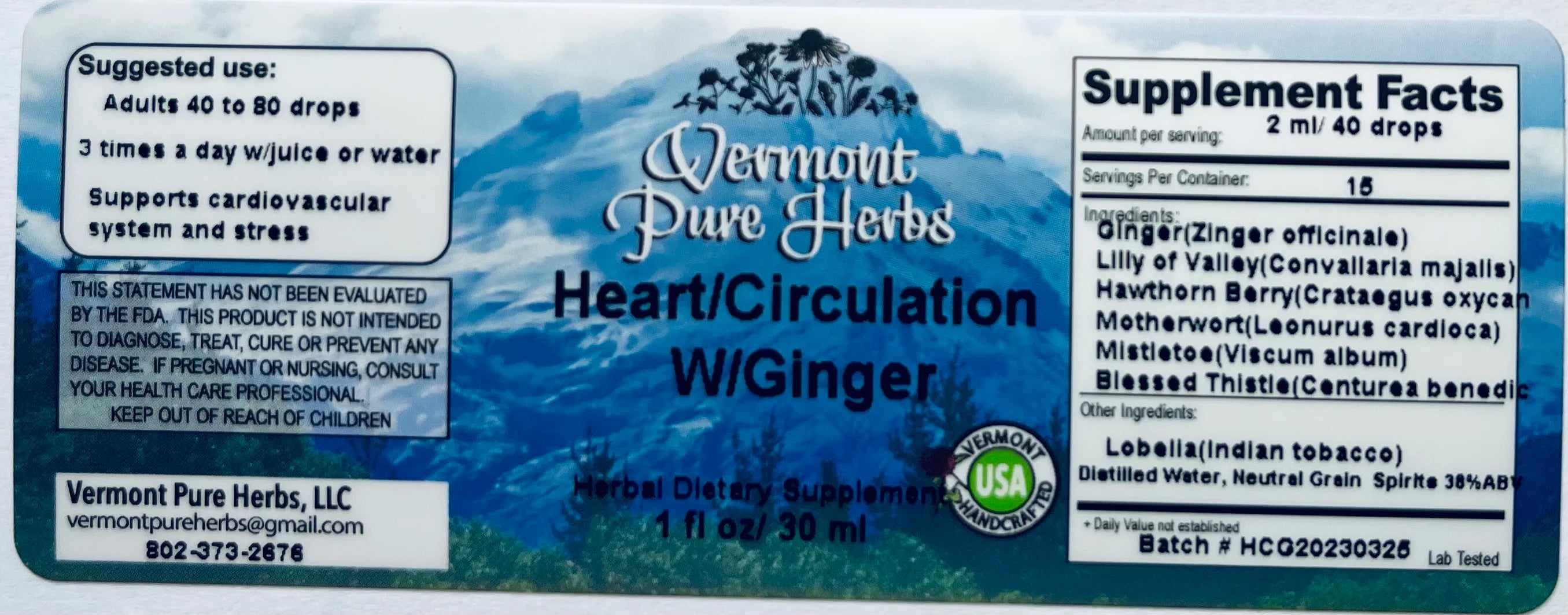 Heart/Circulation W/Ginger by Vermont Pure Herbs