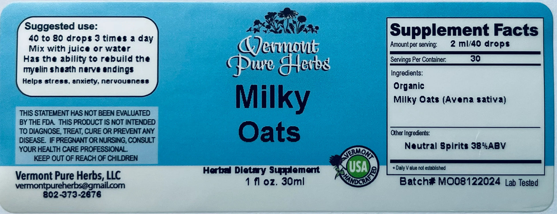 Milky Oats by Vermont Pure Herbs