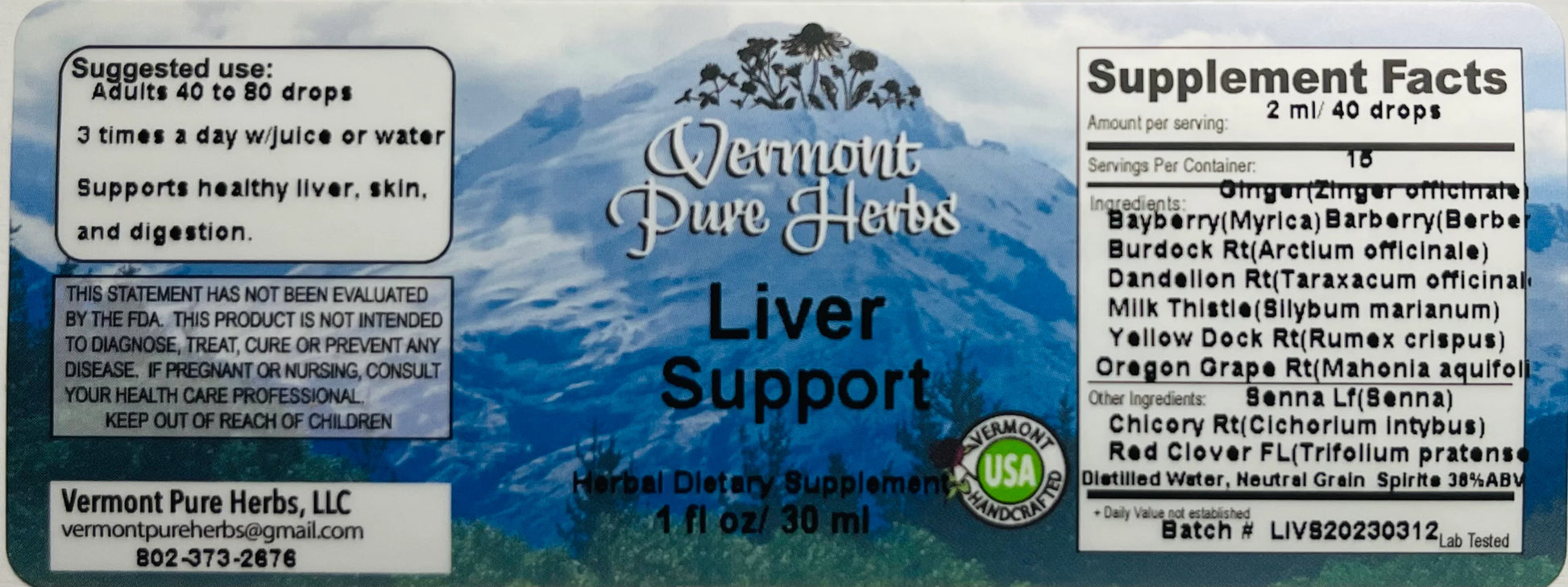 Liver Support by Vermont Pure Herbs