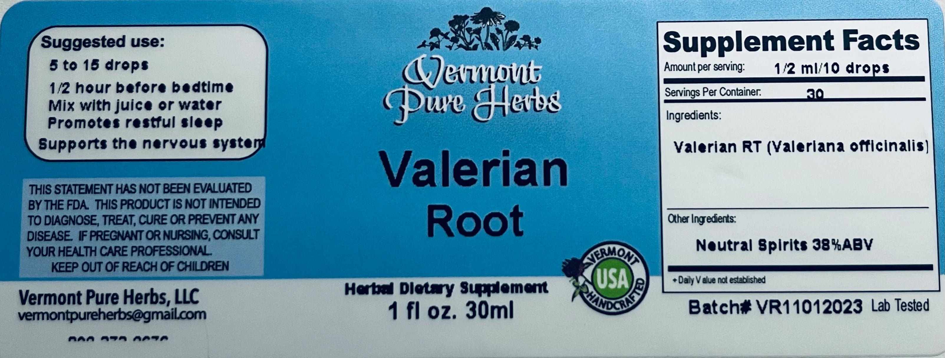 Valerian Root by Vermont Pure Herbs