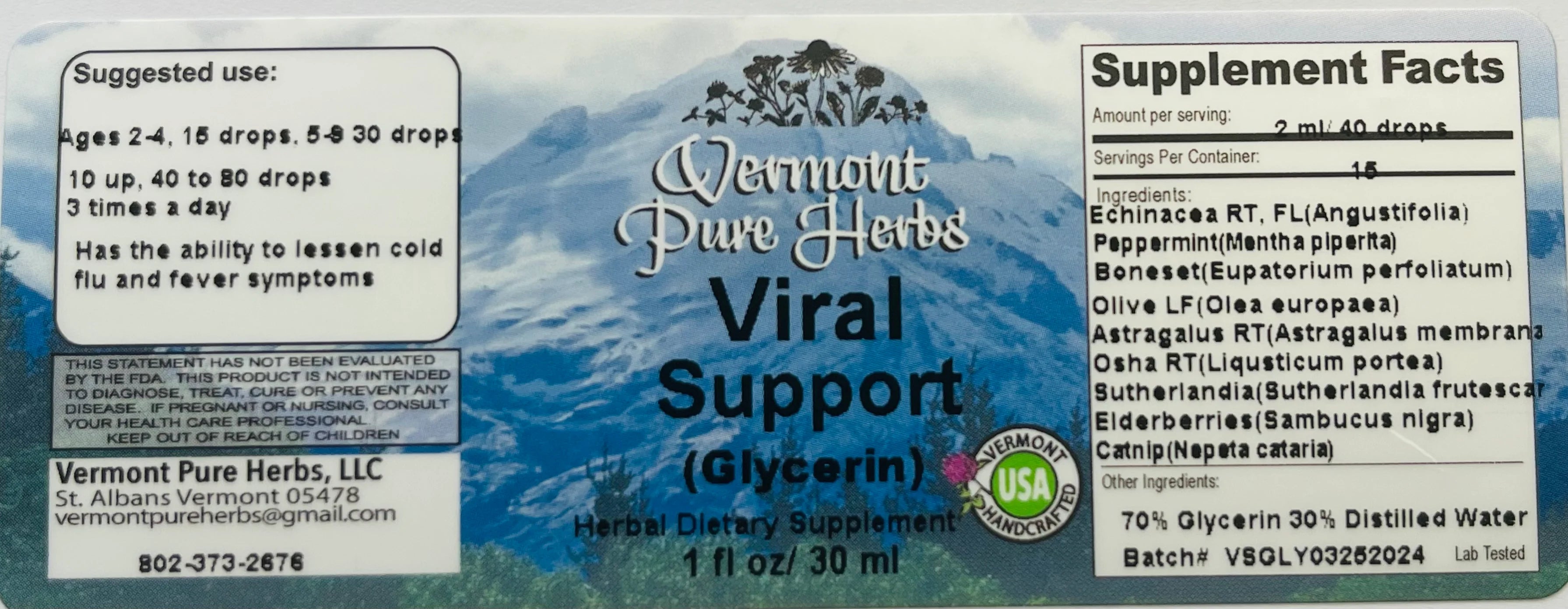 Viral Support Glycerin by Vermont Pure Herbs