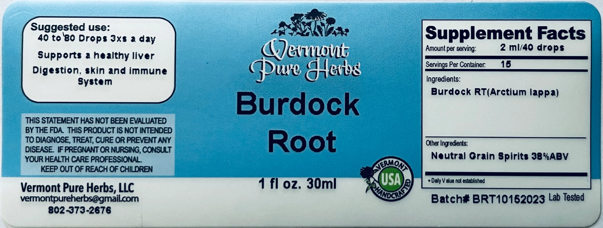 Burdock Root by Vermont Pure Herbs