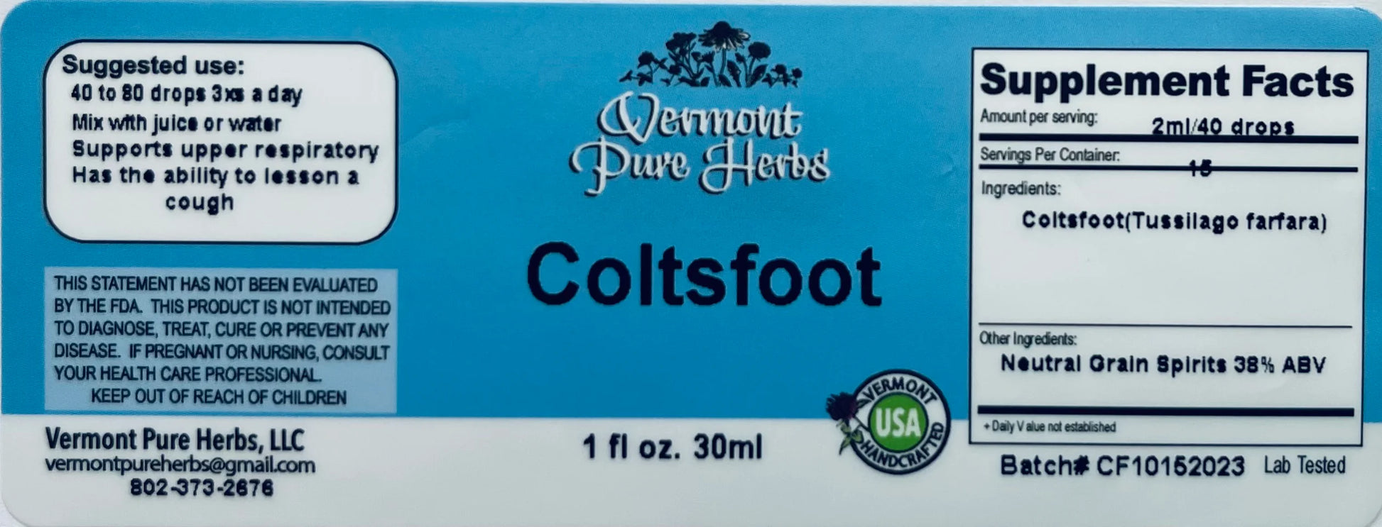 Coltsfoot by Vermont Pure Herbs