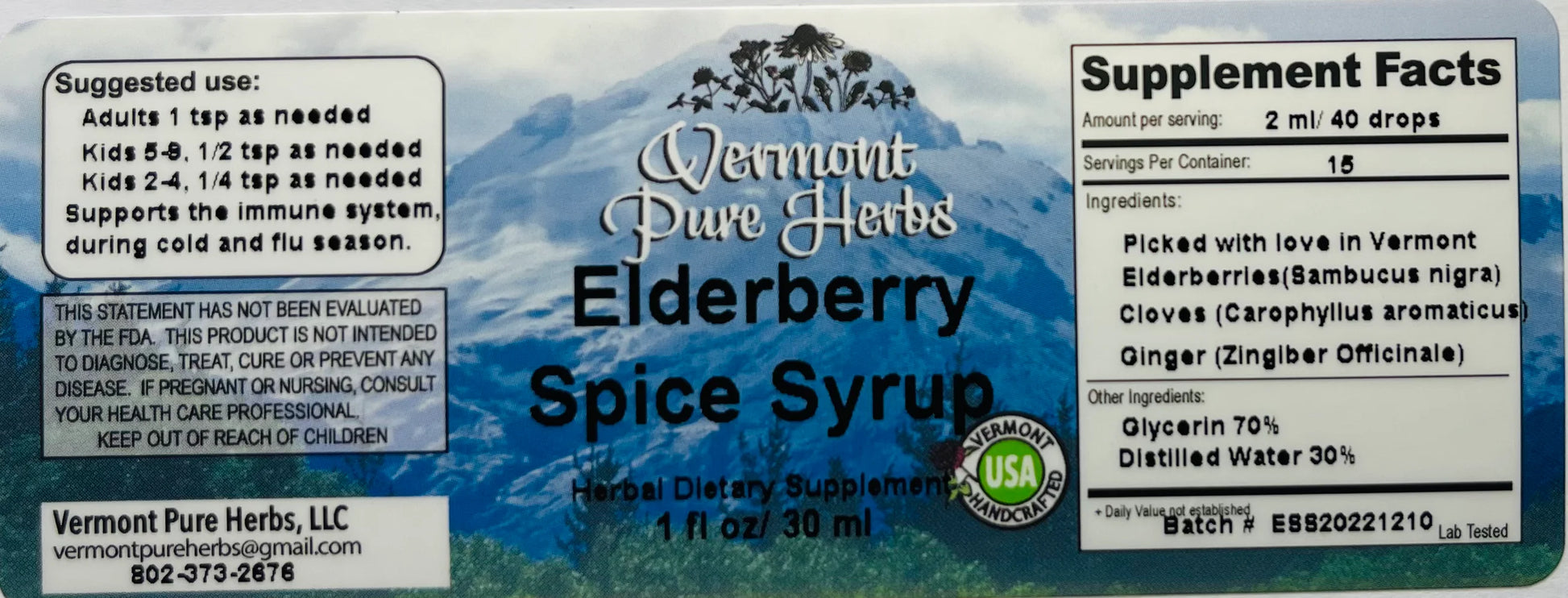 Elderberry Spice Syrup by Vermont Pure Herbs
