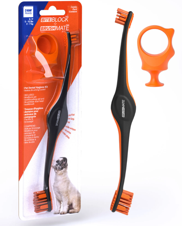 Keen Paw Ready BrushMate Toothbrush w/ Biteblock Small Orange by Pet Food Warehouse