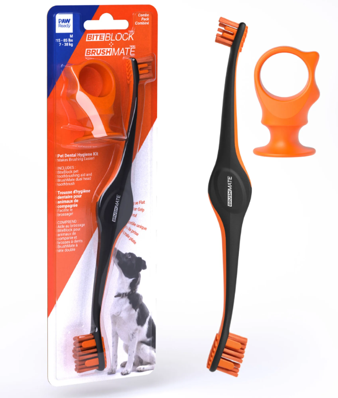 Keen Paw Ready BrushMate Toothbrush w/ Biteblock Medium Orange by Pet Food Warehouse