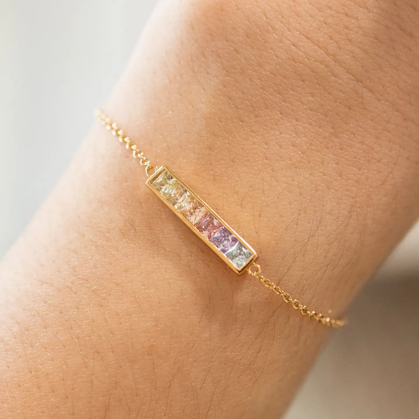 The Land Of Salt Pastel Ombre Bar Bracelet - Gold by Harbour Thread