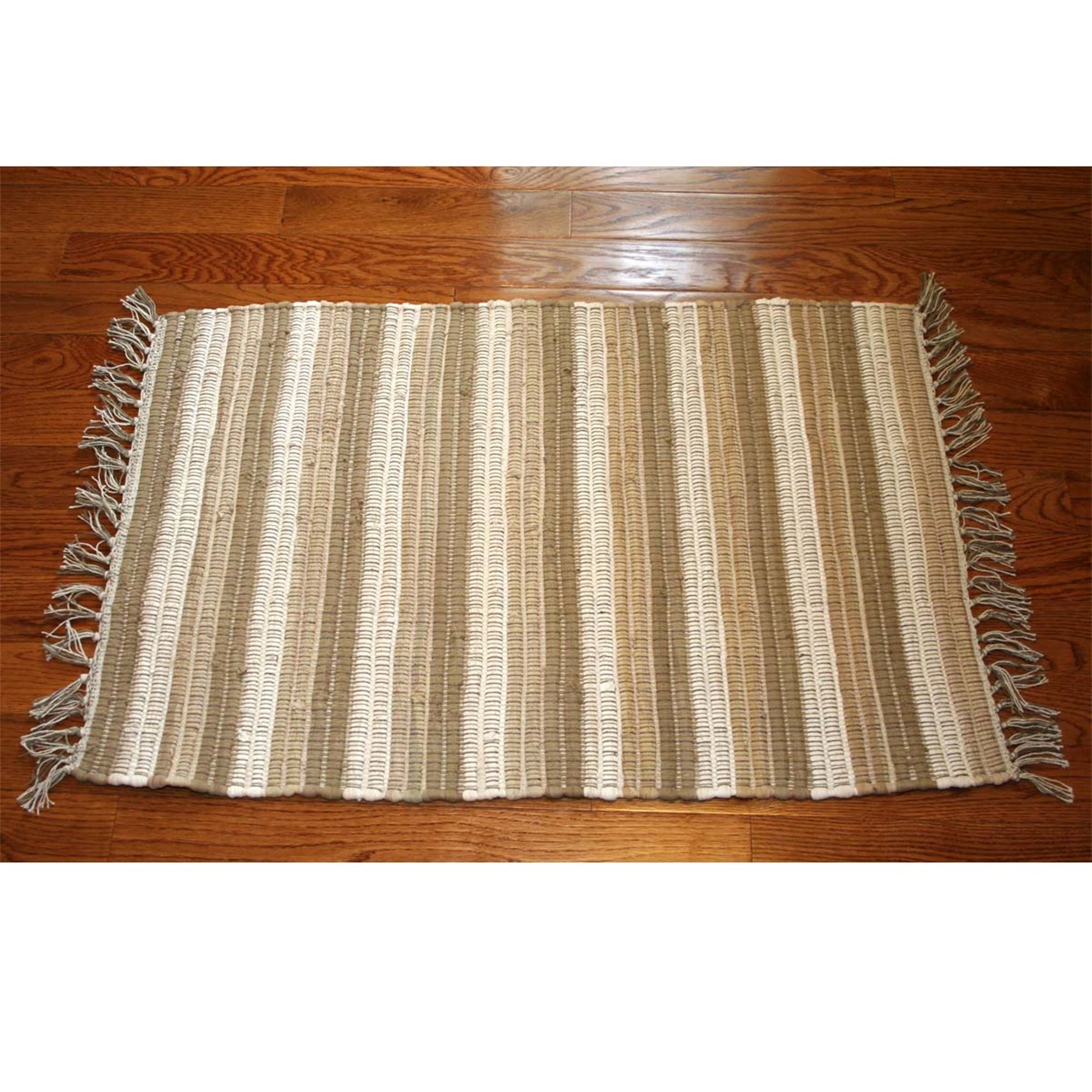 Rug Striped Nubby Beige 2'x3' by Homeportonline