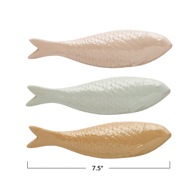 Decorative Fish Ceramic Available In Three Colors 7.5" Long by Homeportonline