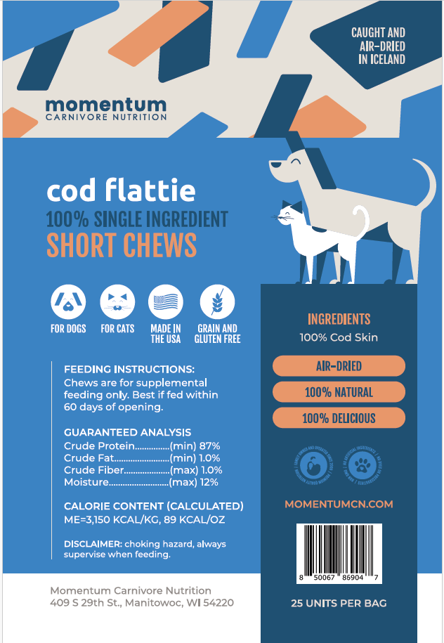 Momentum Short Flattie Chew Cod by Pet Food Warehouse