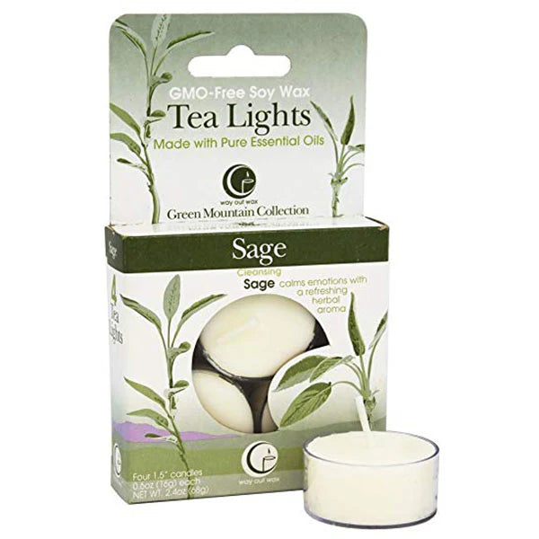 Sage - Tealight Candle 4-pack by Way Out Wax