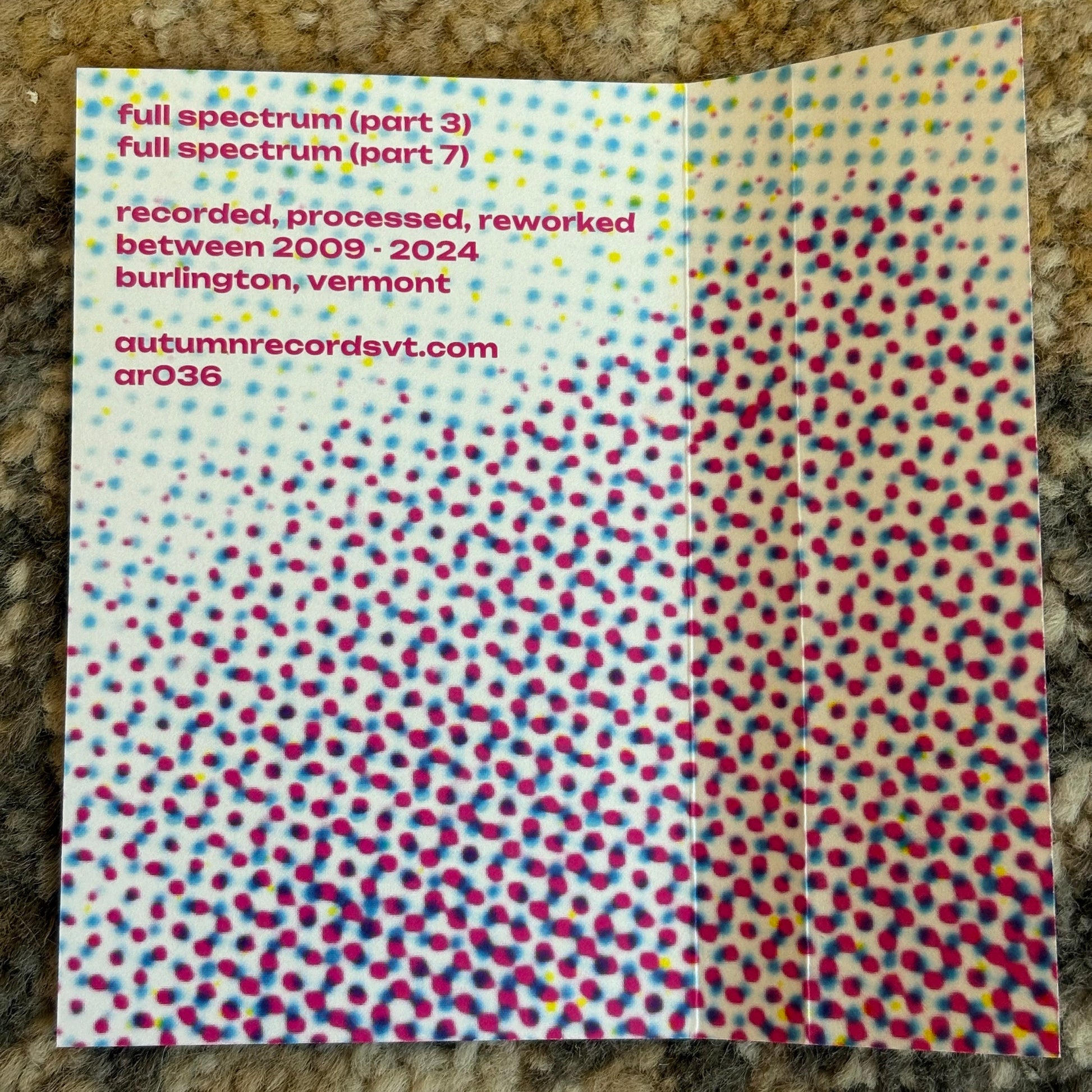 (AR036) Greg Davis - Full Spectrum 3/7 Cassette by Autumn Records