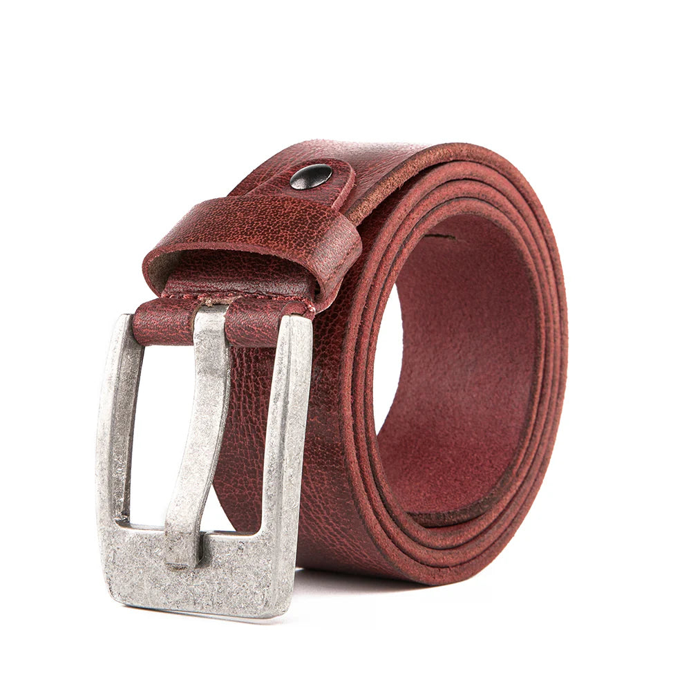 Premium Casual Leather Belt - Vintage Red by Beau Ties of Vermont