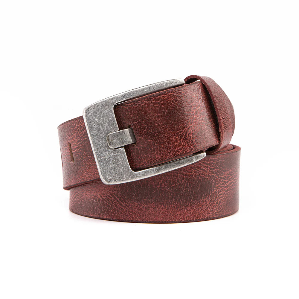 Premium Casual Leather Belt - Vintage Red by Beau Ties of Vermont