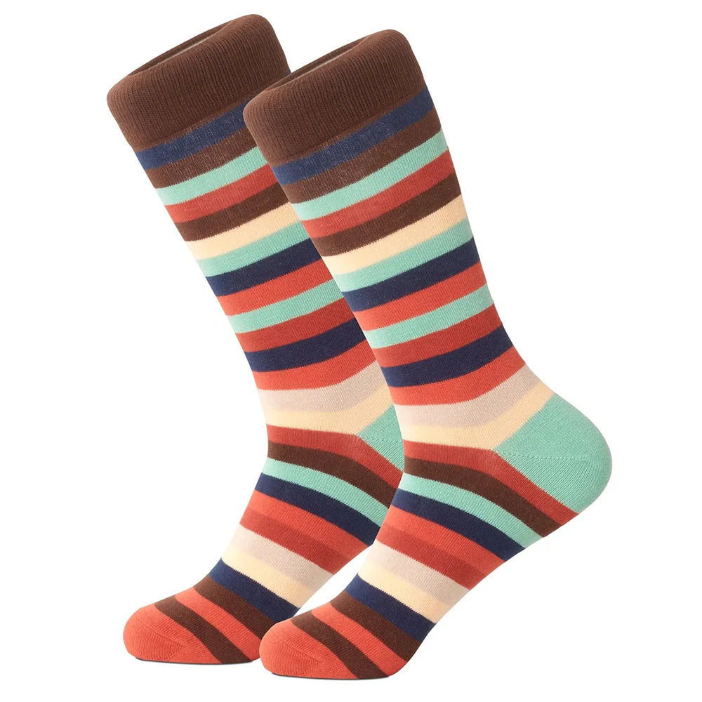 Brown and Blue Multi-Stripe Women's Socks by Beau Ties of Vermont