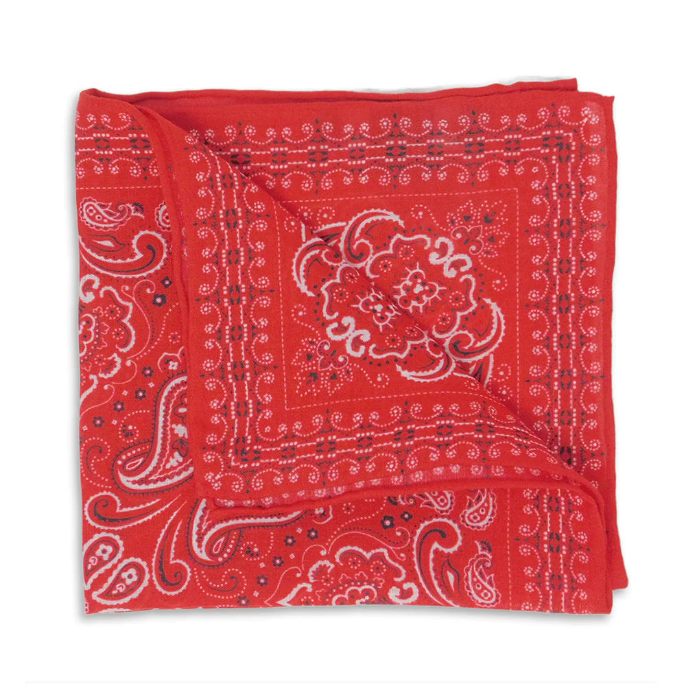 Bandana Red Linen Pocket Square by Beau Ties of Vermont