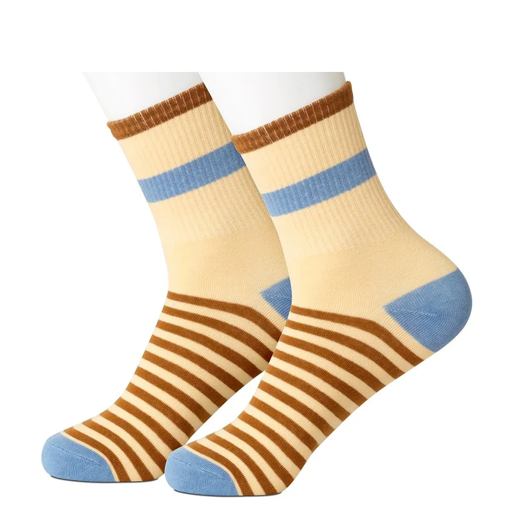 Brown and Blue Combo Stripe Women's Socks by Beau Ties of Vermont