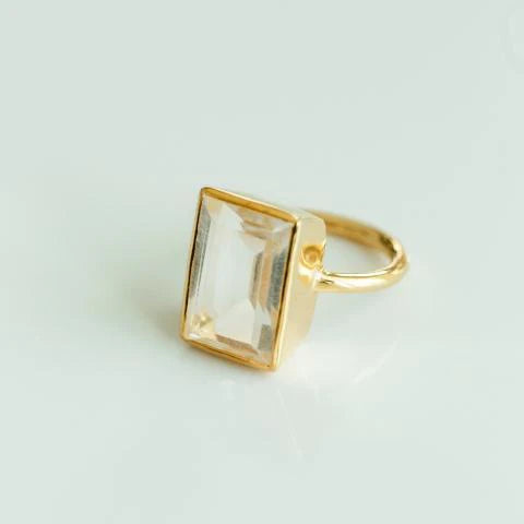 Luna Gold Ring | Crystal Quartz