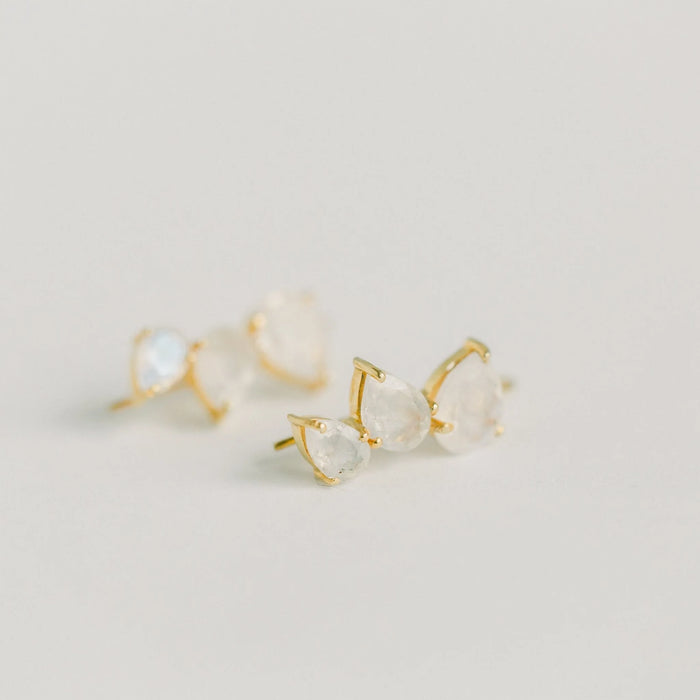 Crawler Earrings | Rainbow Moonstone