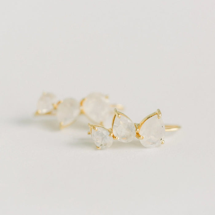 Crawler Earrings | Rainbow Moonstone