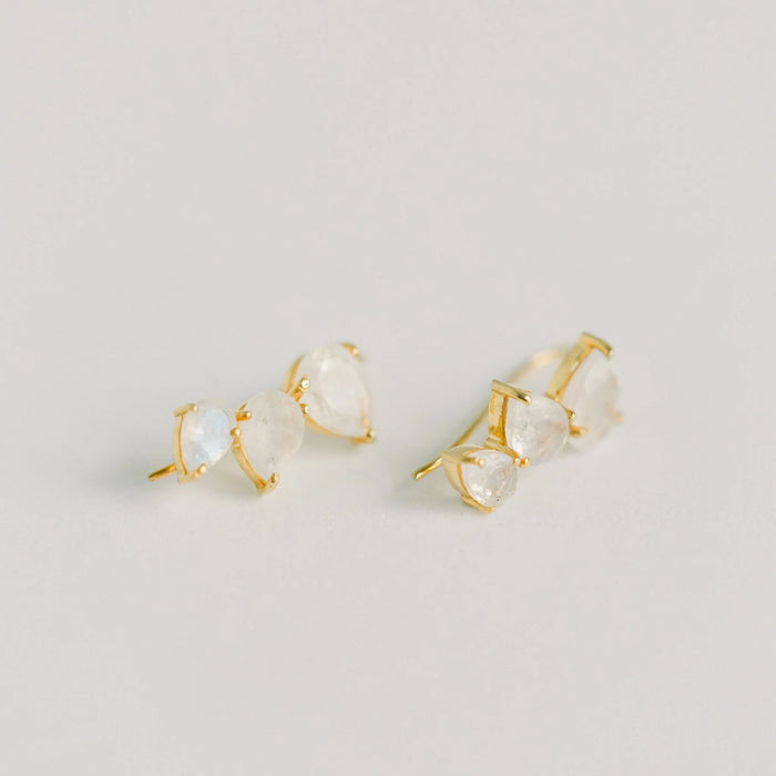 Crawler Earrings | Rainbow Moonstone