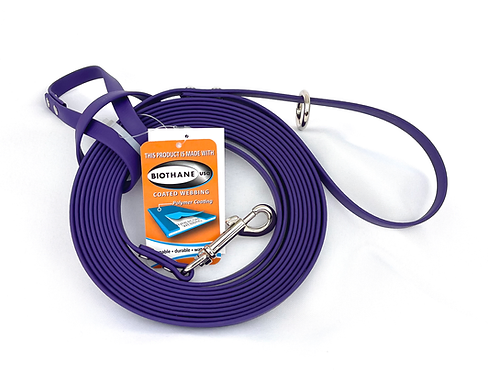 Waggle Woof & Wander Biothane Dog Long Line Purple 15' by Pet Food Warehouse