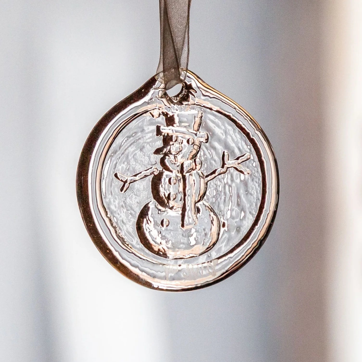Suncatcher Ornament - Snowman by AO Glass