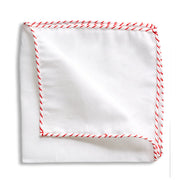 White Linen Red Whipstitch Pocket Square by Beau Ties of Vermont