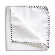 White Linen Navy Whipstich Pocket Square by Beau Ties of Vermont