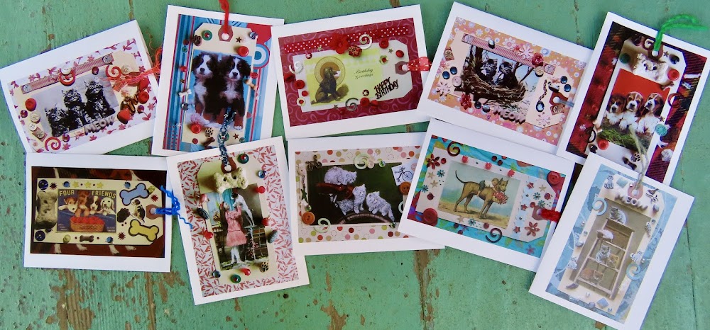 Greeting Cards, 10 Vermont greeting cards in each set - Cats & Dogs by Sweet Basil Cards