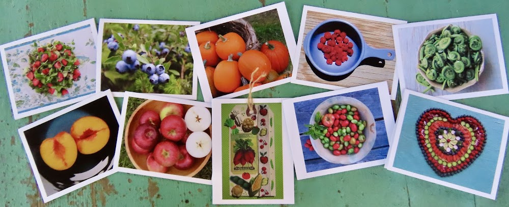 Greeting Cards, 10 Vermont greeting cards in each set - Fruits & Veggies by Sweet Basil Cards