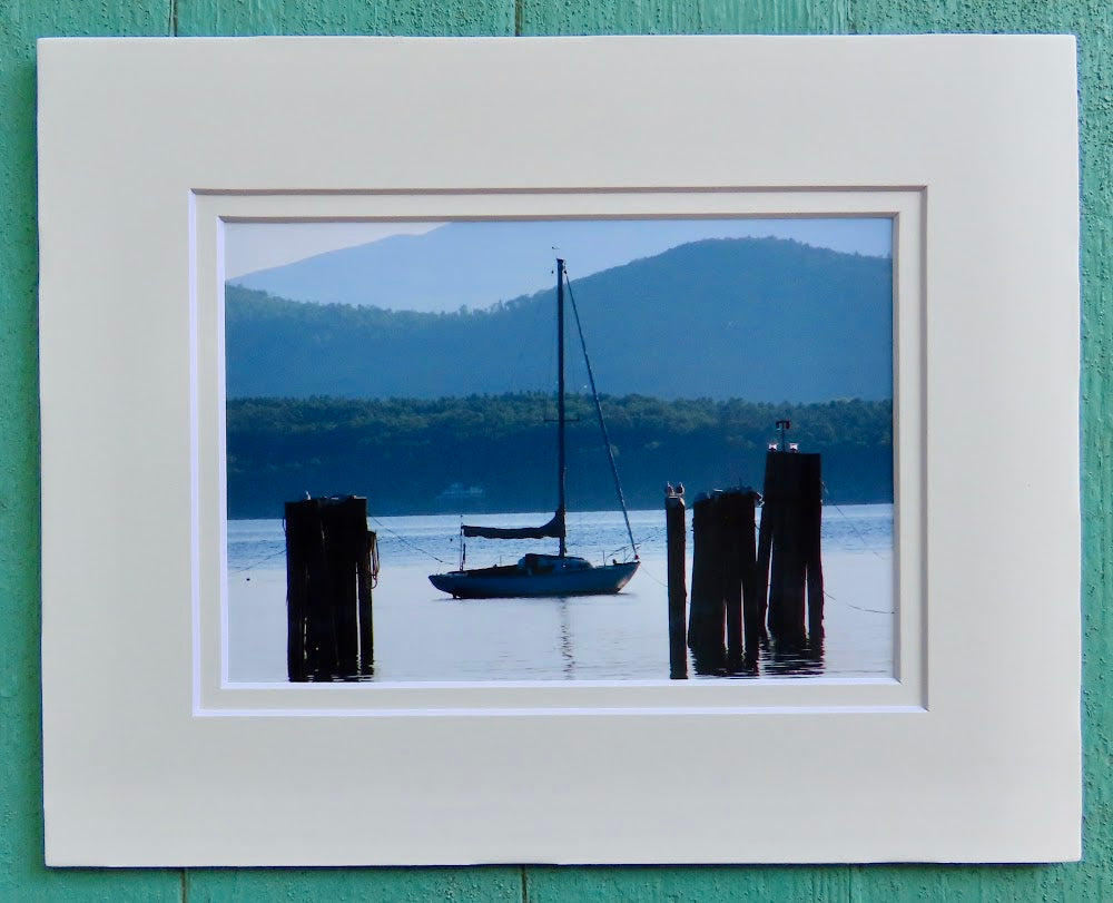 Matted Photos - Sailboat & Piers by Sweet Basil Cards