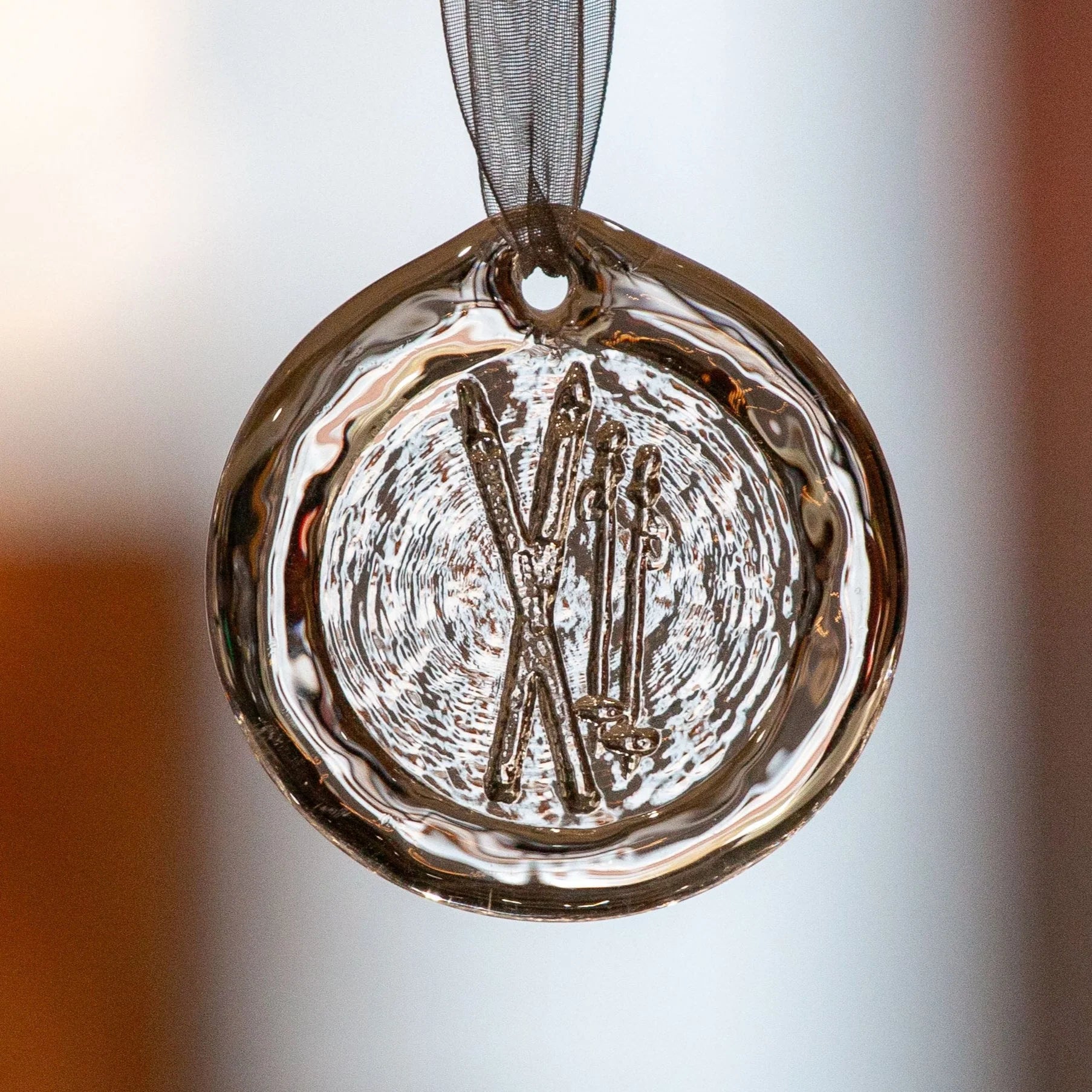 Suncatcher Ornament - Skis by AO Glass