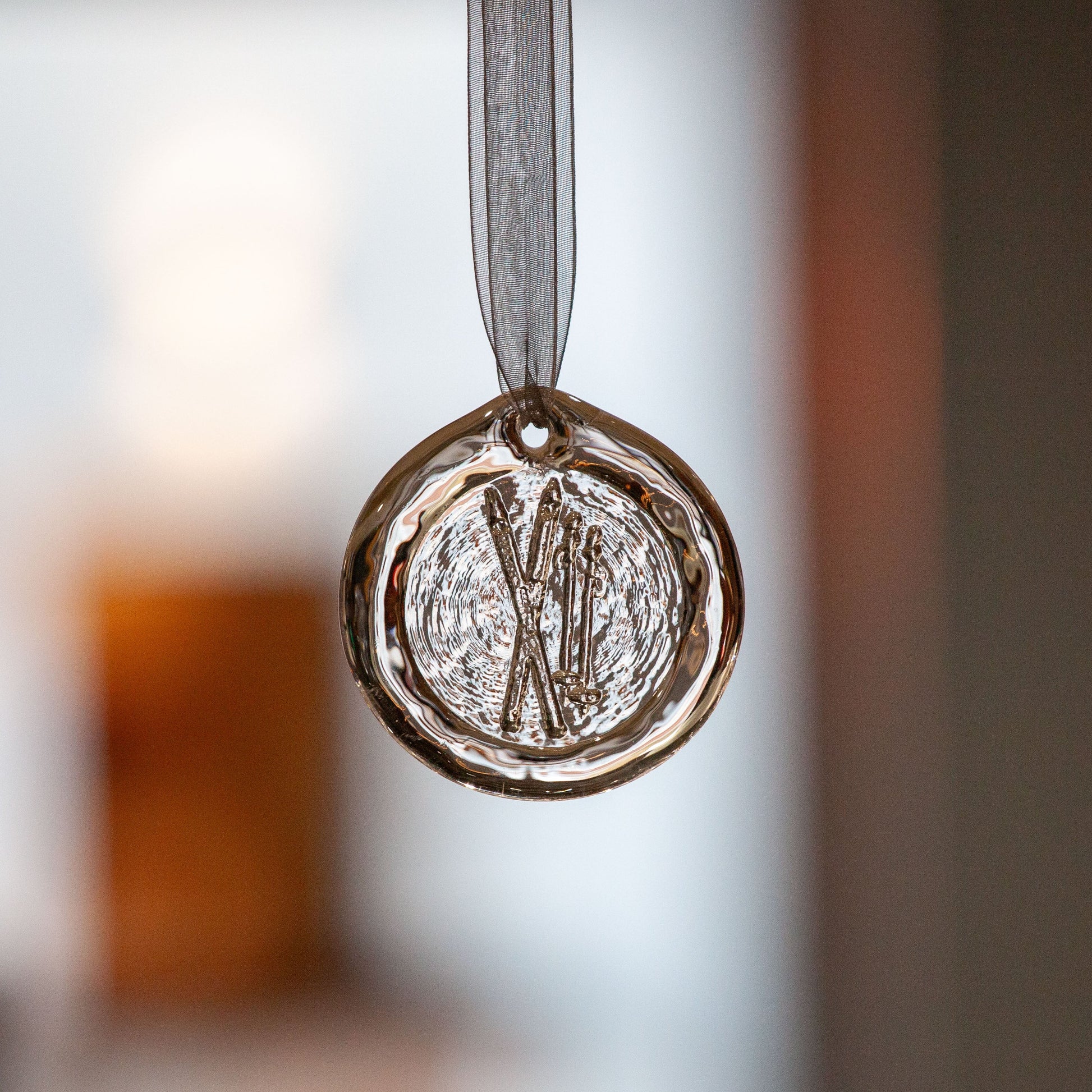 Suncatcher Ornament - Skis by AO Glass