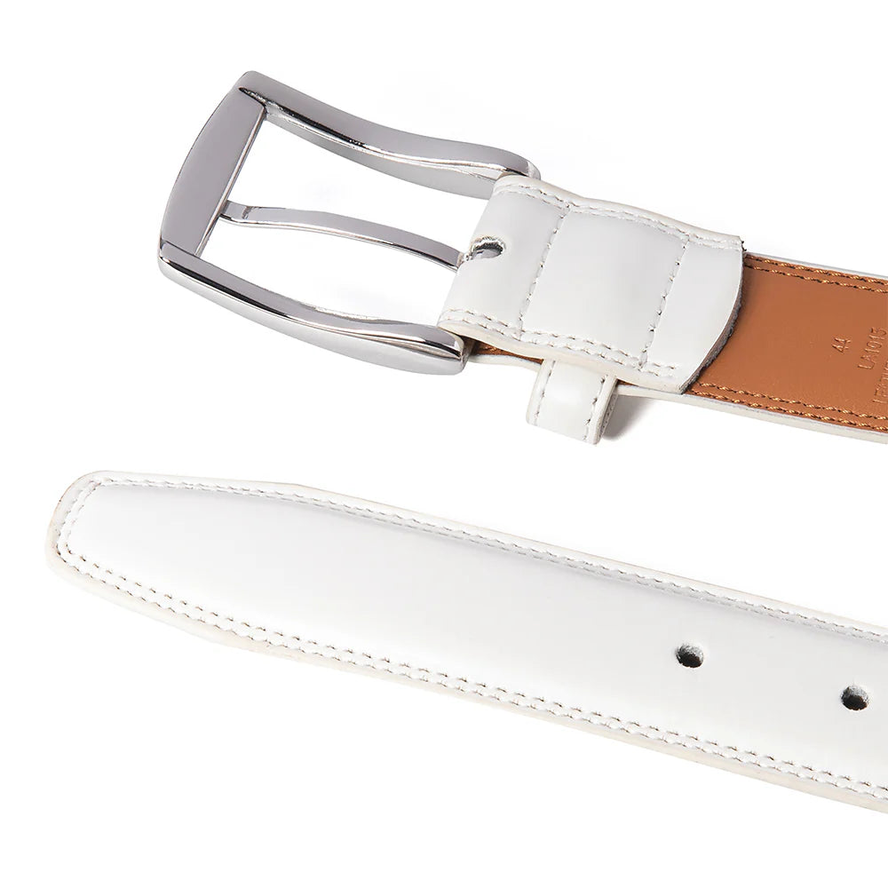 Premium Leather Belt - White by Beau Ties of Vermont
