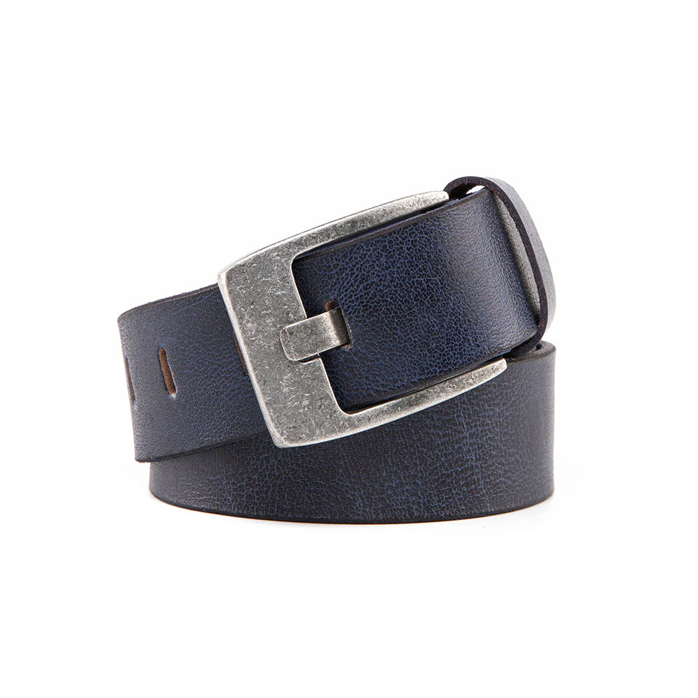 Premium Casual Leather Belt - Vintage Navy by Beau Ties of Vermont