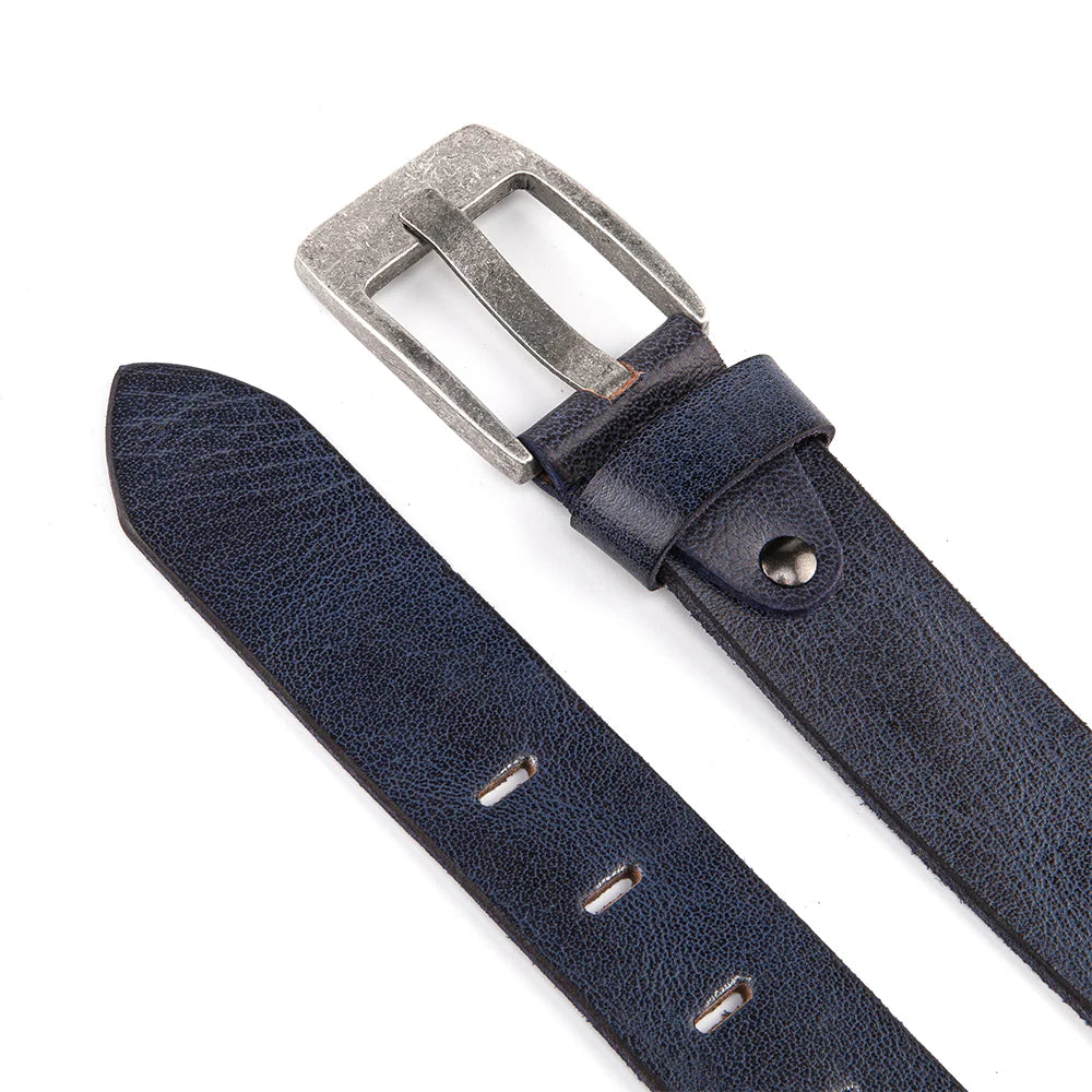 Premium Casual Leather Belt - Vintage Navy by Beau Ties of Vermont