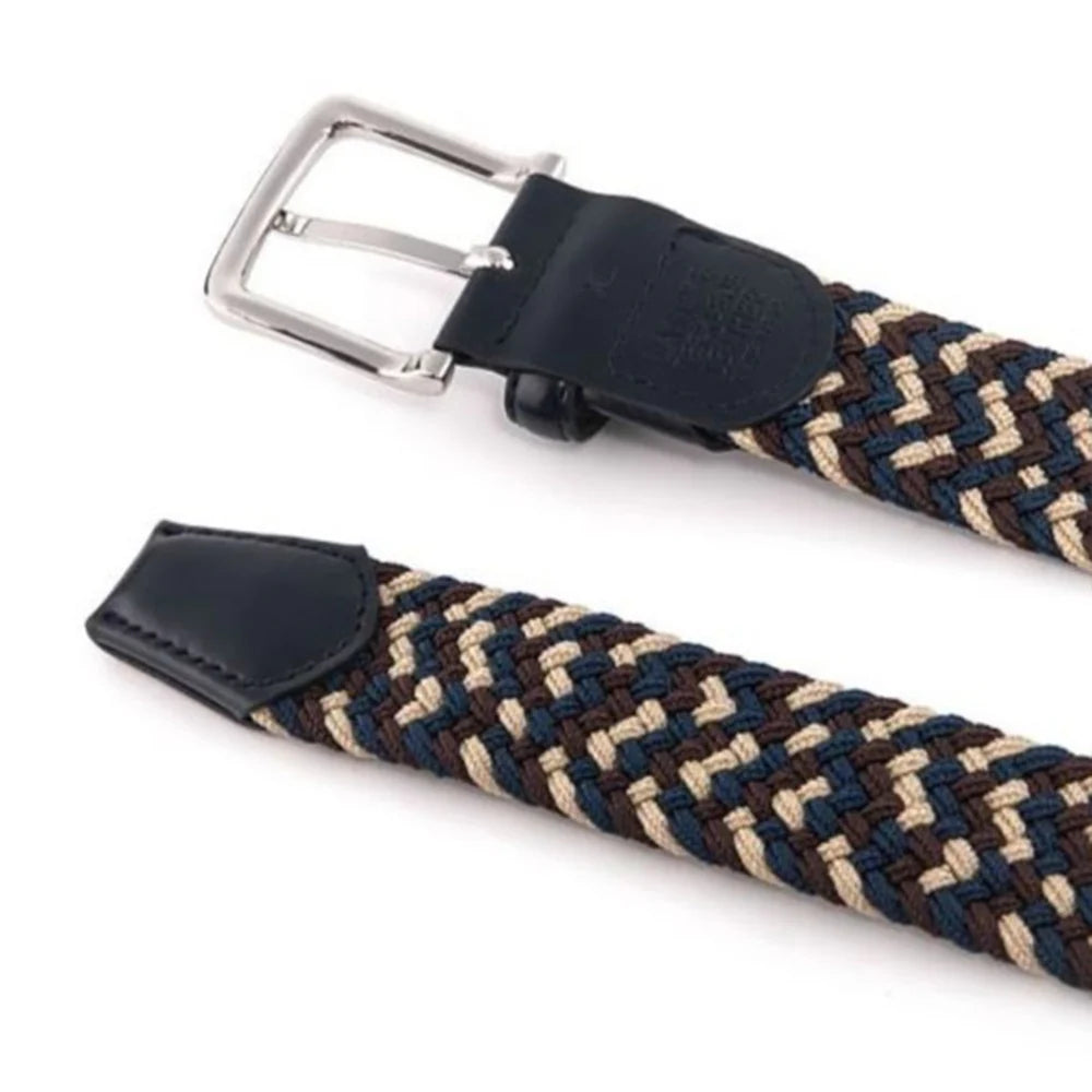 Bradenton Navy/Brown/Beige Braided Belt by Beau Ties of Vermont