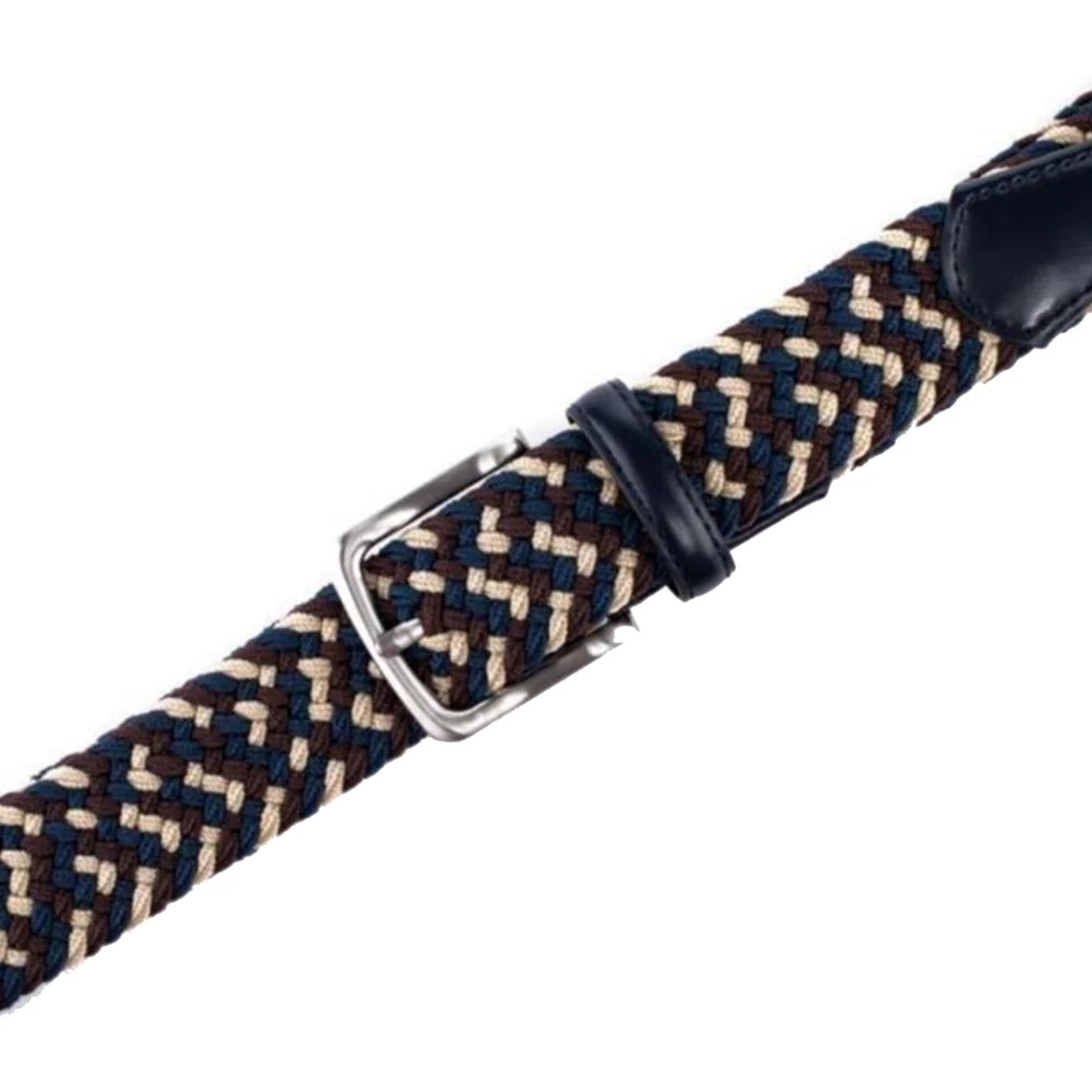 Bradenton Navy/Brown/Beige Braided Belt by Beau Ties of Vermont