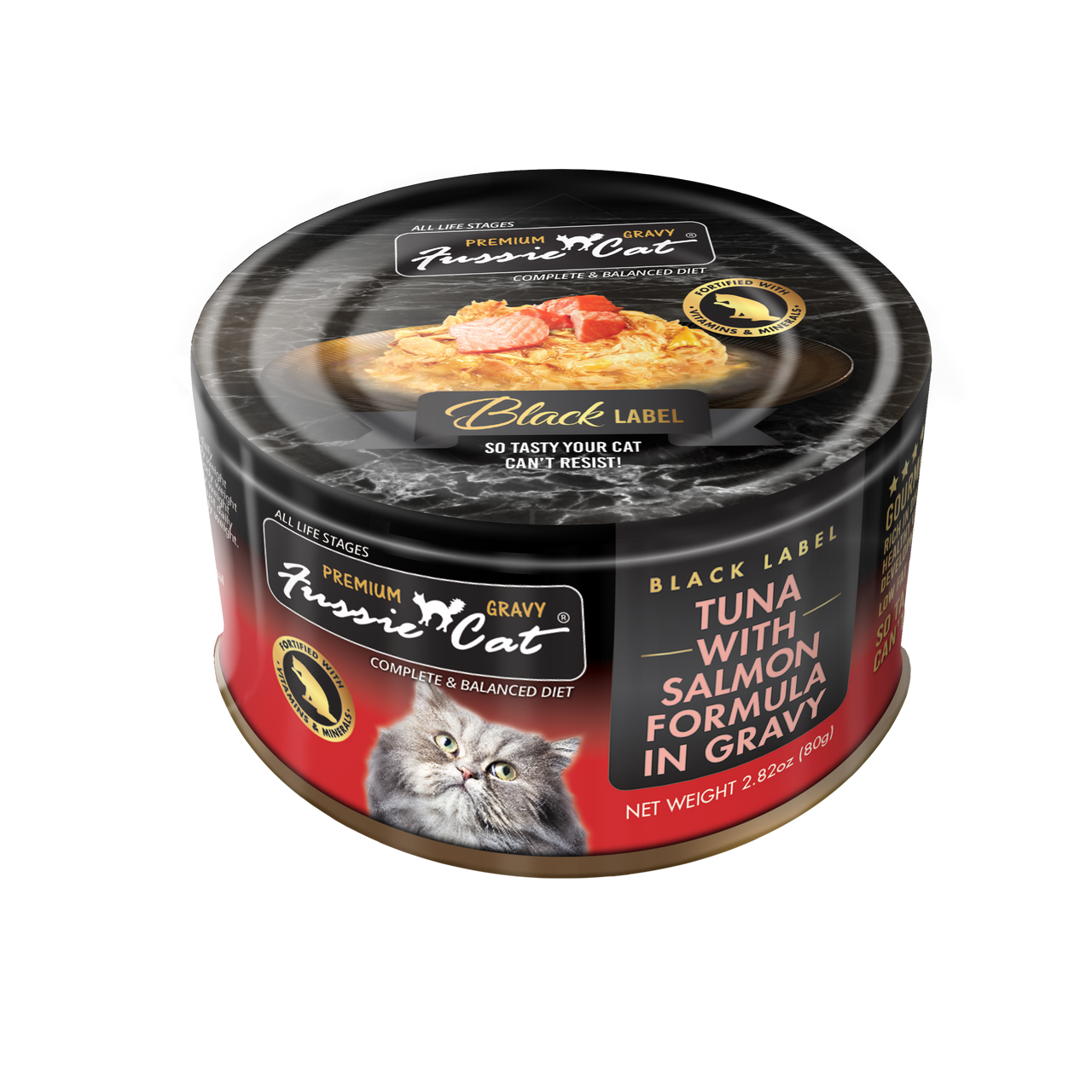 Fussie Cat Premium Black Label Tuna w/Salmon in Gravy 2.82oz by Pet Food Warehouse